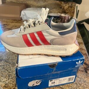 Adidas Men's Sneakers - Red, White, and Beige